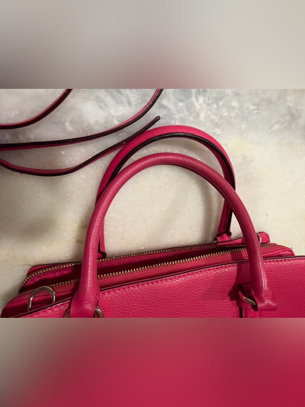Kate Spade Mulberry Street Lise Ruby Pink Pebbled Leather Satchel Bag w Dust Bag - Picture 12 of 13